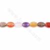 Fili di perle di quarzo naturale multicolore, ovale piatto (sfaccettato), dimensioni 10x14mm, foro1 mm 15~16"/filo