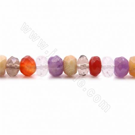 Fili di perle di quarzo naturale multicolore, Abacus (sfaccettato), dimensioni 5x8mm, foro 1,2mm, 15~16"/filo