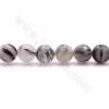 Fili di perle di quarzo rutilato nero naturale, rotondo sfaccettato, dimensioni 10mm, foro 1mm, 15~16"/filo