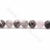 Natural Black Rutilated Quartz Beads Strand Faceted Round Size 12mm Hole 1.2mm 15~16"/Strand