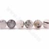 Fili di perle di quarzo rutilato nero naturale, rotondo sfaccettato, dimensioni 16 mm, foro1,2 mm, 15~16"/filo