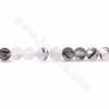 Natürliche schwarze Rutilquarz-Perlen, rund, Durchmesser 4 mm, Loch 0,8mm, 15 ~ 16 "/ Strang