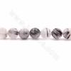 Natürliche schwarze Rutilquarz-Perlen, rund, Durchmesser 8 mm, Loch 1mm, 15 ~ 16 "/ Strang
