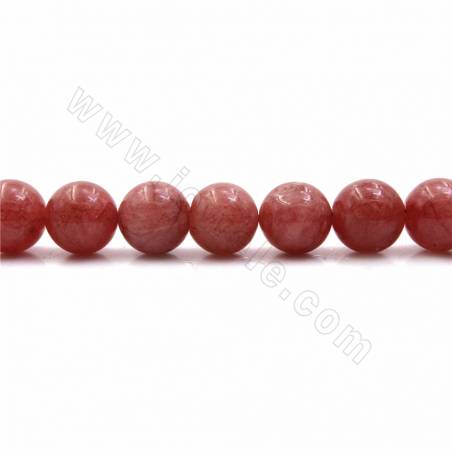 Natürliche Erdbeerquarzperlen Stränge, rund, Durchmesser 16mm, Loch 1,2 mm, 15 ~ 16 "/ Strang