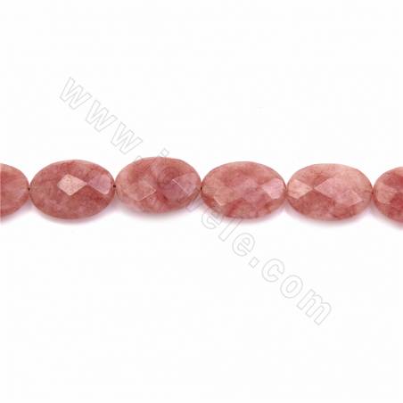 Natural Strawberry Quartz Beads Strand Faceted Flat Oval  Size 10x14mm Hole 1.2mm 15~16"Strand