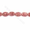 Fili di perle di quarzo fragola naturale, ovale piatto (sfaccettato), dimensioni 10x14mm, foro 1,2 mm, 15~16"/filo