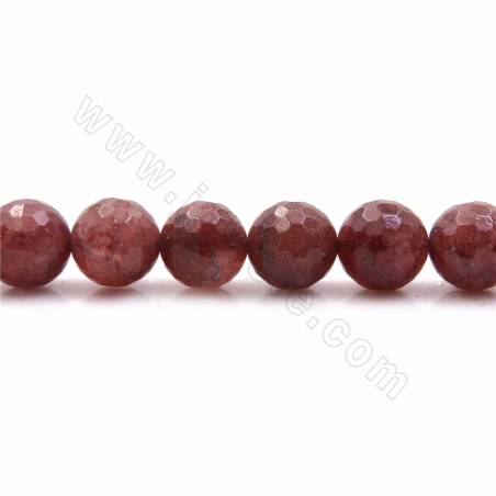 Fili di perle di quarzo fragola naturale, rotondo sfaccettato, diametro 10mm, foro 1mm, 15~16"/filare