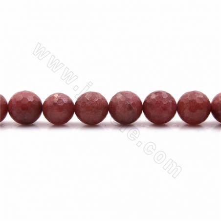Fili di perle di quarzo fragola naturale, rotondo sfaccettato, diametro 16mm, foro 1,5 mm, 15~16"/filare