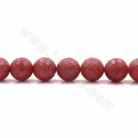 Natürliche Erdbeerquarzperlen Stränge, facettiert rund, Durchmesser 18 mm, Loch 1,5 mm, 15 ~ 16 "/ Strang
