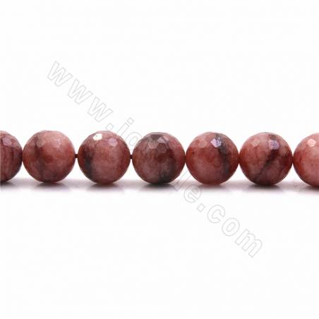 Fili di perle di quarzo fragola naturale, rotondo sfaccettato, diametro 20 mm, foro 1,5 mm, 15~16"/filare