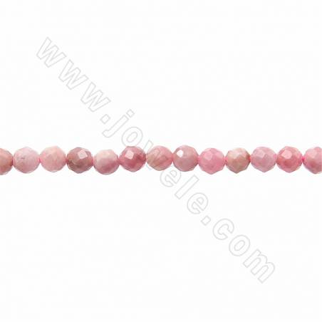 Natural Rhodochrosite Beads Strand Faceted Round Diameter 3mm Hole 0.5mm Length 39-40cm/Strand