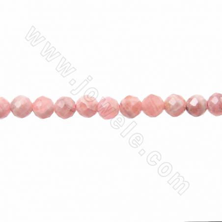 Natural Rhodochrosite Beads Strand Faceted Round Diameter 4mm Hole 0.8mm Length 39-40cm/Strand