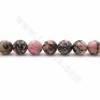 Fili di perline di rodocrosite naturale a strisce nere, rotonde sfaccettate, dimensioni 10 mm, foro 1,2 mm, 15~16"/filo