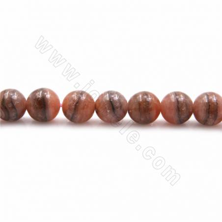 Natural Argentina Rhodochrosite Beads Strand Round Diameter 8mm Hole 1mm 15~16"/Strand