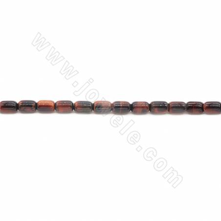 Fil de perles d'oeil de tigre rouge en forme de baril Taille 10x14mm Trou 1.2mm 15''-16''/brin