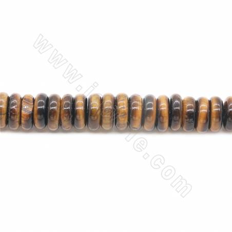 黃虎眼石串珠 算盤珠 尺寸3x8毫米 孔徑1.2毫米 長度39-40厘米/條