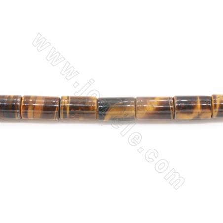 Perles d'oeil de tigre en colonne sur fil  Taille 4×13-8×12mm trou 1.2mm 15''-16''/fil