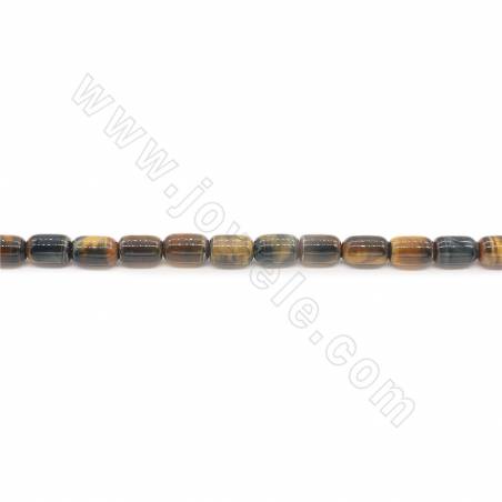 Natürliche bunte Tigerauge Barrel Perlen Stranggröße 10x14mm Loch 1,2 mm 15 '' - 16 '' / Strang