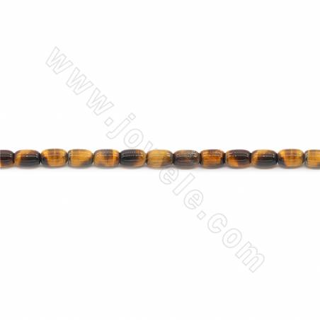 Perles d'oeil de tigre jaune naturel en forme de baril Taille 10x14mm Trou 1.2mm 15''-16''/brin