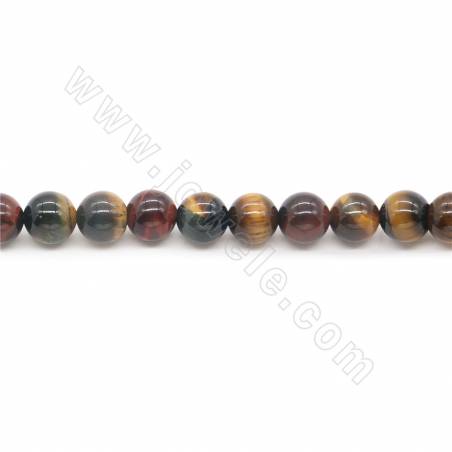 Collier de perles colorées en oeil de tigre Diamètre rond16mm Trou 1.2mm 15''-16''/coton