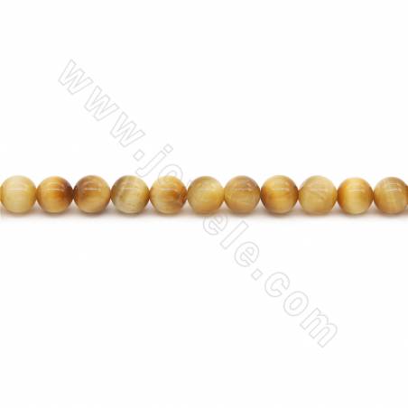 Collier de perles en oeil de tigre d'or naturel Diamètre rond 4mm Trou 1.2mm 15''-16''/coton