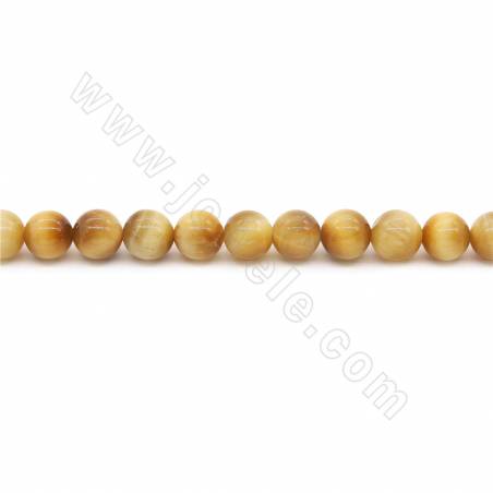 Collier de perles en oeil de tigre d'or naturel Diamètre rond 6mm Trou 1.2mm 15''-16''/coton