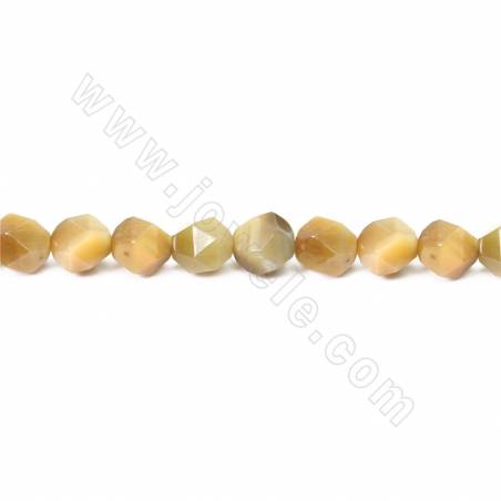 Natural golden tiger’s eye beads strand star cut faceted size 7x8 mm hole 1mm 15~16"/strand