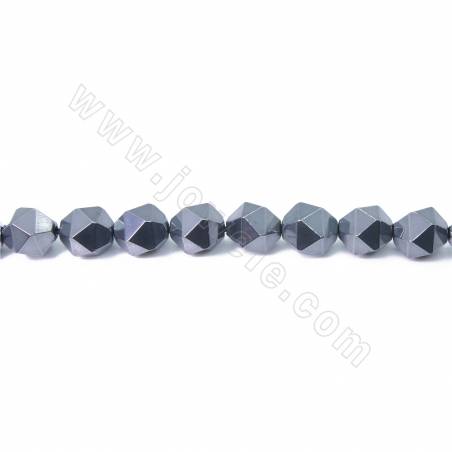 Grânulos Pedra Sintética Terahertz, Estrela Facetada, Tamanho 8x10mm, Orifício 1mm, Comprimento 15~16"/pç