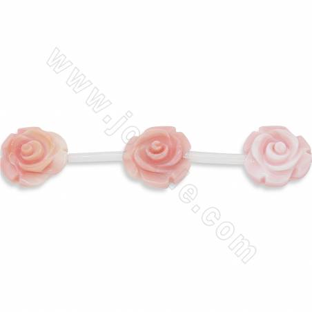 Perline di conchiglia naturale rosa regina di conchiglia a doppio lato rosa, dimensioni 15x15 mm, foro1,5 mm circa 15 per