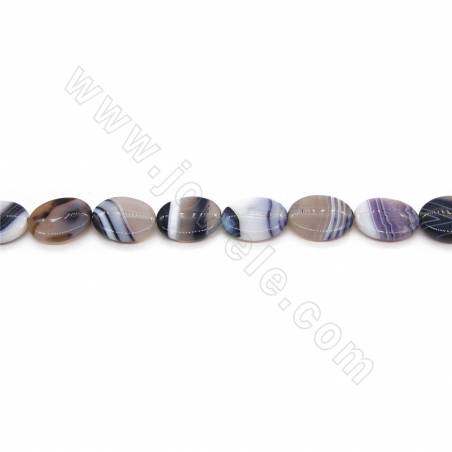 Perles d'Agate rayé chauffé ovale sur fil Taille 15x20mm trou 1.2mm 15~16"/fil