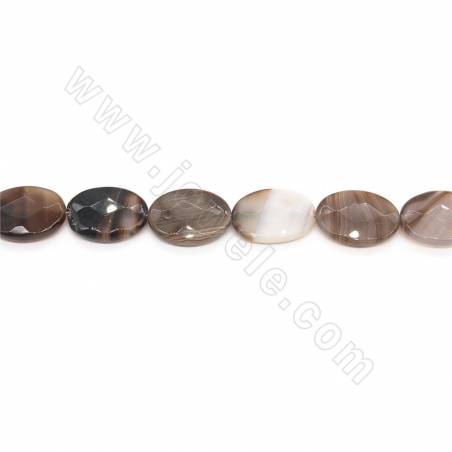 Perles d'Agate rayé chauffé ovale facette sur fil Taille 18x25mm trou 1.2mm 15~16"/fil