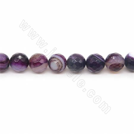 Perles d'Agate rayé chauffé ronde facette sur fil Taille 10mm trou 1.2mm 15~16"/fil