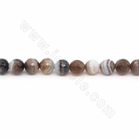 Heated Striped Agate Beads Strand Faceted Round Diameter 8mm Hole1mm Length 39~40cm/Strand