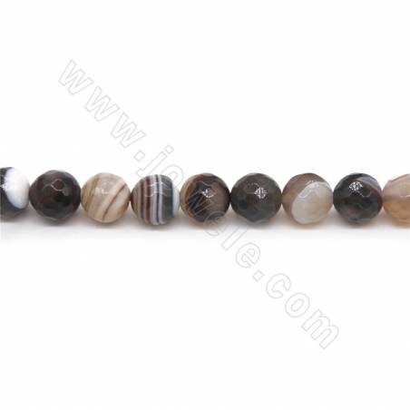 Perles d'Agate rayé chauffé ronde facette sur fil Taille 10mm trou 1mm 15~16"/fil