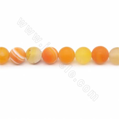 橙條紋瑪瑙串珠 圓形磨砂 尺寸8毫米 孔徑1毫米 長度39-40厘米/條