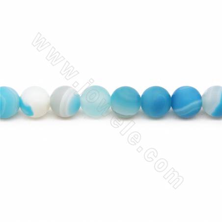 Perles D'Agate rayé chauffé ronde sur fil Taille 8mm trou 1mm 15~16"/fil