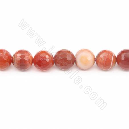 Heated Striped Agate Beads Strand Faceted Round Diameter 14mm Hole1.2mm Length 39~40cm/Strand