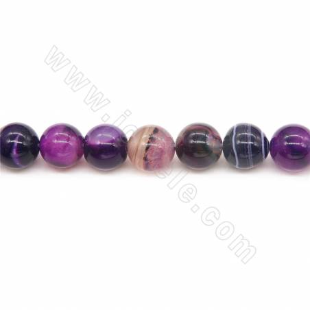紫條紋瑪瑙串珠 圓形 尺寸10毫米 孔徑1.2毫米 長度39-40厘米/條