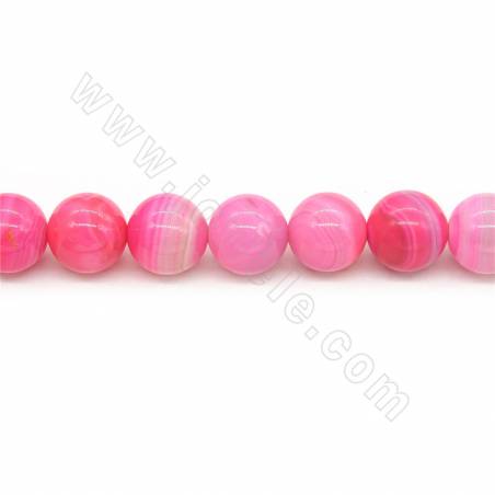 Heated Striped Agate Beads Stand Round Diameter 14mm Hole 1.5mm Length 39~40cm/Strand