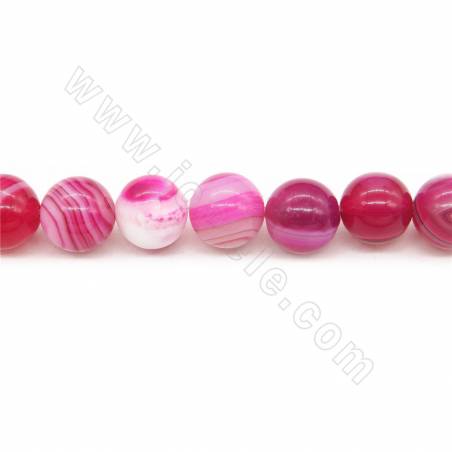 Perles D'Agate rayé chauffé ronde sur fil Taille 10mm trou1mm 15~16"/fil