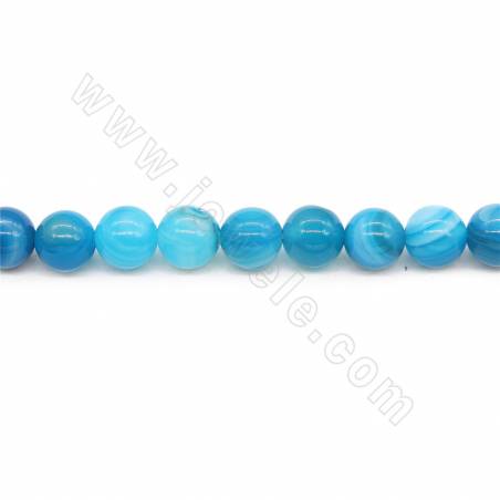 藍條紋瑪瑙串珠 圓形 尺寸8毫米 孔徑1毫米 長度39-40厘米/條
