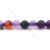 Collier de perles d'agate teintées, mattes et rayées Diamètre rond 6mm Trou 1.2mm 15~16''/coton