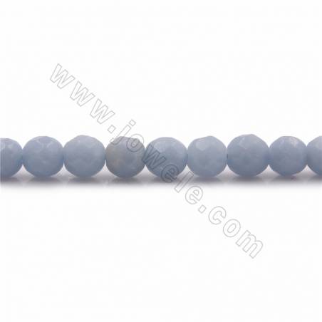 Natürliche blaue Angelite Perlen Stränge, facettierte Runde, Größe 7mm, Loch  1 mm, 15 ~ 16 "/ Strang