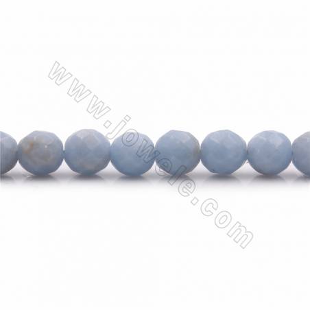 Cordons de perles d'Angelite bleue naturelle, facettes rondes, taille 9mm, trou 1mm, 15~16"/cordeau