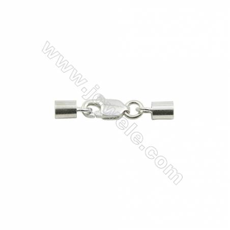 Sterling Silver Lobster Clasp with Cord Ends  Size: 5x20mm  inner Diameter 2.5mm   10pcs/pack