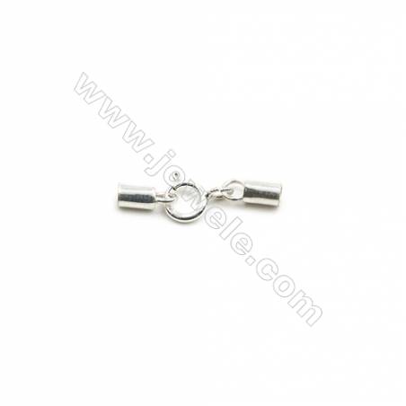 Sterling Silver Spring-ring Clasp with Cord Ends  Size: 5x20mm  inner Diameter 2mm   10pcs/pack