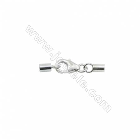 Sterling Silver Lobster Clasp with Cord Ends  Size: 5x22mm  inner Diameter 2mm   10pcs/pack