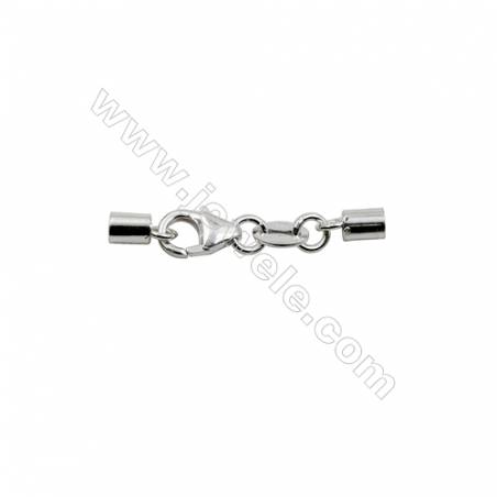 Sterling Silver Lobster Clasp with Cord Ends  Size: 5x26mm  inner Diameter 2.5mm   10pcs/pack