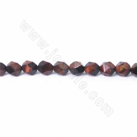 Natural red  tiger’s eyes beads strand star cut faceted size 7x8mm hole 1 mm 15~16"/strand