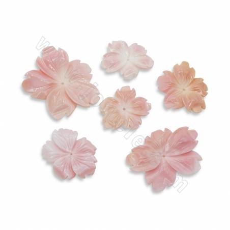 Natürliche rosa Königin Muschelschale Charms Blumengröße 40~45 mm Loch 1,2mm 1 Stück / Packung